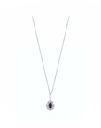 14K White gold necklace with 0.46 carat Blue Sapphire and 0.24 carat White Diamonds