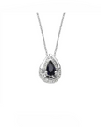 14K White gold necklace with 0.30 carat Blue Sapphire and 0.07 carat White Diamonds