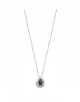 14K White gold necklace with 0.30 carat Blue Sapphire and 0.07 carat White Diamonds