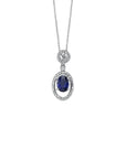 14K White gold necklace with 1.05 carat Blue Sapphire and 0.31 carat White Diamonds