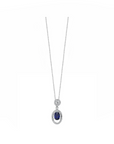 14K White gold necklace with 1.05 carat Blue Sapphire and 0.31 carat White Diamonds