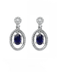 14K White gold earrings with 1.17 carat Blue Sapphire and 0.30 carat White Diamonds