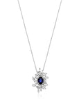 14K White gold necklace with 0.76 carat Blue Sapphire and 0.96 carat White Diamonds