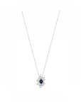 14K White gold necklace with 0.76 carat Blue Sapphire and 0.96 carat White Diamonds