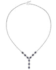 14K White gold necklace with 2.9 carat Blue Sapphire and 1.06 carat White Diamonds