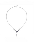 14K White gold necklace with 2.9 carat Blue Sapphire and 1.06 carat White Diamonds