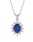 14K White gold necklace with 0.35 carat Blue Sapphire and 0.03 carat White Diamonds