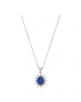 14K White gold necklace with 0.35 carat Blue Sapphire and 0.03 carat White Diamonds