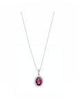 14K White gold necklace with 0.13 carat White Diamonds and 0.72 carat Ruby