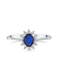 14K White Gold Ring with 0.50 Carat Blue Sapphire and 0.06 Carat Stone