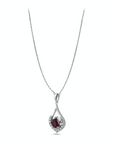 14K White gold necklace with 0.09 carat White Diamonds and 0.36 carat Ruby