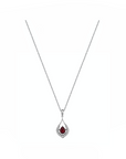 14K White gold necklace with 0.09 carat White Diamonds and 0.36 carat Ruby