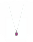 14K White gold necklace with 0.13 carat White Diamonds and 0.75 carat Ruby