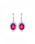 14K White gold earrings with 1,67 carat Ruby and 0.26 carat White Diamonds