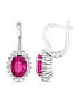 14K White gold earrings with 1,67 carat Ruby and 0.26 carat White Diamonds