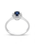 14K White Gold Ring with 0.50 Carat Blue Sapphire and 0.06 Carat Stone