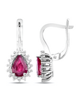 14K White gold earrings with 1,20 carat Ruby and 0.32 carat White Diamonds