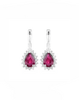 14K White gold earrings with 1,20 carat Ruby and 0.32 carat White Diamonds