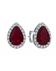 14K White gold earrings with 1,08 carat Ruby and 0.11 carat White Diamonds