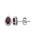 14K White gold earrings with 1,08 carat Ruby and 0.11 carat White Diamonds