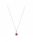 14K White gold necklace with 0.38 carat White Diamonds and 0.34 carat Ruby