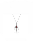 14K White gold necklace with 0.26 carat White Diamonds and 0.47 carat Ruby