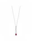 14K White gold necklace with 0.24 carat White Diamonds and 0.57 carat Ruby