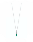 14K White gold necklace with 0.06 carat White Diamonds and 0.60 carat Emerald