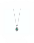 14K White gold necklace with 0.22 carat White Diamonds and 0.20 carat Emerald