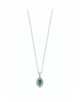 14K White gold necklace with 0.22 carat White Diamonds and 0.20 carat Emerald