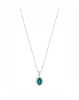 14K White gold necklace with 0.65 carat Emerald and 0.13 carat White Diamonds