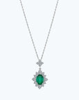 14K White gold necklace with 0.76 carat Emerald and 0.45 carat White Diamonds