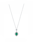 14K White gold necklace with 0.76 carat Emerald and 0.45 carat White Diamonds