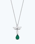 14K White gold necklace with 0.64 carat Emerald and 0.64 carat White Diamonds