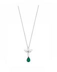 14K White gold necklace with 0.64 carat Emerald and 0.64 carat White Diamonds