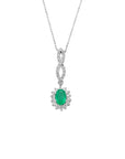 14K White gold necklace with 0.43 carat Emerald and 0.18 carat White Diamonds