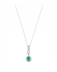 14K White gold necklace with 0.43 carat Emerald and 0.18 carat White Diamonds