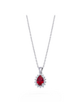 14K White gold necklace with 0.5 carat Ruby and 0.1 carat White Diamonds