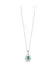 14K White gold necklace with 0.19 carat Emerald and 0.23 carat White Diamonds