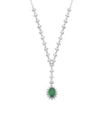 14K White gold necklace with 0.74 carat Emerald and 0.78 carat White Diamonds