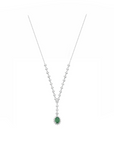 14K White gold necklace with 0.74 carat Emerald and 0.78 carat White Diamonds