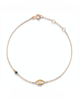 14K Rose Gold Bracelet With 0.01 Carat White Diamond and 0.01 Carat Blue Diamond