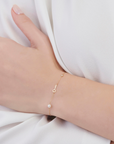 14K Yellow Gold Bracelet With 0.02 Carat White Diamonds and 0.20 Carat Natural Pearl