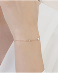 14K Rose Gold Bracelet With 0.02 Carat White Diamonds and 0.20 Carat Natural Pearl