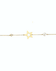 14K Yellow Gold Bracelet ith 0.02 Carat White Diamonds and 0.20 Carat Natural Pear