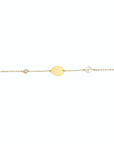 14K Yellow Gold Bracelet With 0.02 Carat White Diamonds and 0.20 Carat Natural Pearl