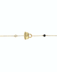 14K Yellow Gold Bracelet With 0.02 Carat White Diamond and 0.20 Carat Black Spinel