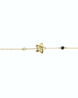 14K Yellow Gold Bracelet With 0.02 Carat White Diamond and 0.20 Carat Black Spinel