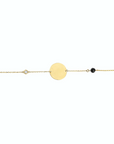 14K Yellow Gold Bracelet With 0.02 Carat White Diamond and 0.20 Carat Black Spinel