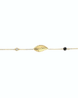 14K Yellow Gold Bracelet With 0.02 Carat White Diamond and 0.20 Carat Black Spinel